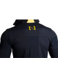 Night Prowler Apparel Black performance jacket with yellow N logo and Yellow stripe down center of hood Back view